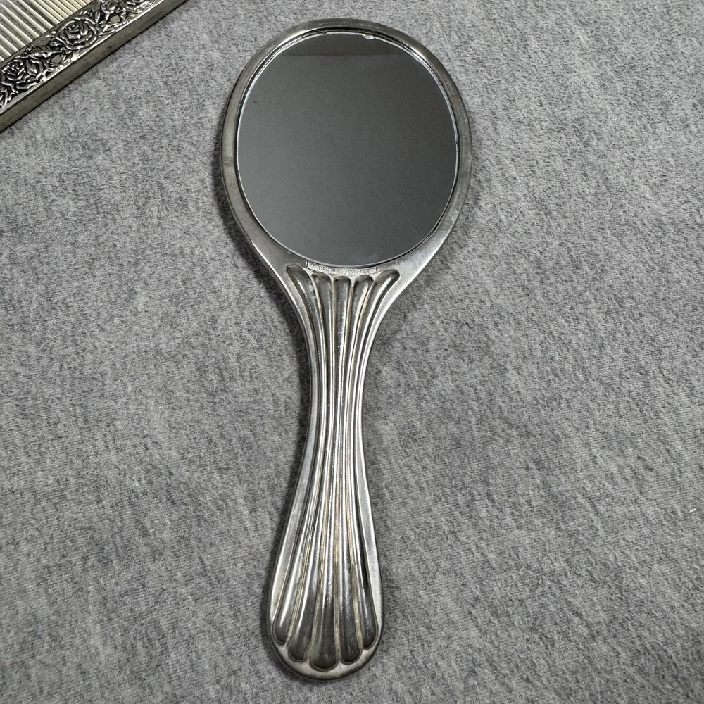 VTG 3 piece Dresser Vanity Set Silver Plated Mirror, Brush and Comb (heavy)